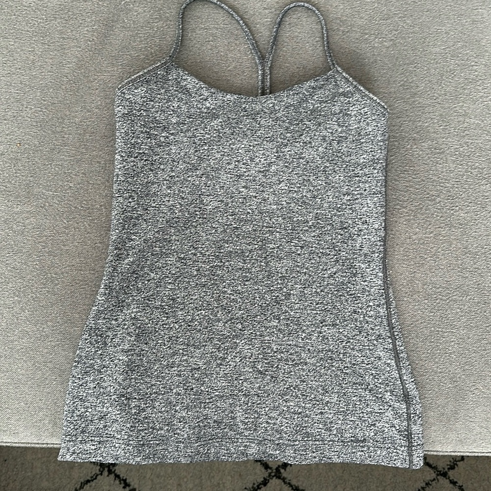 Gray razor back Lululemon tank top with built in bra. In great condition!